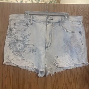 American Eagle Outfitters Light Wash Floral Jean Shorts